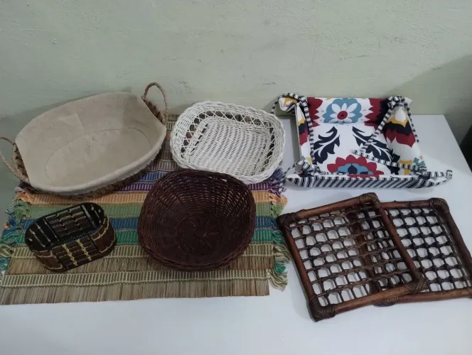 Lote 9 Utilidades Domésticas,Cestas,Jogo Americano,Descanso de Panela,Porta Talher, Panier