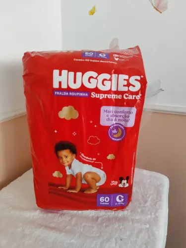 Fralda roupinha Huggies supreme Care G 60 fraldas