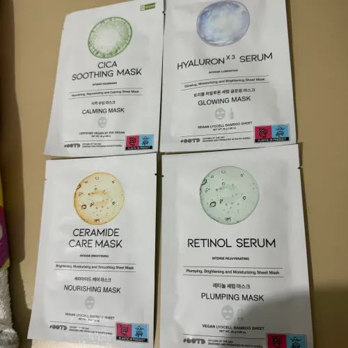 Kit 4 máscaras OOTD coreana -Retinol/ceramide/hyaluron/cica