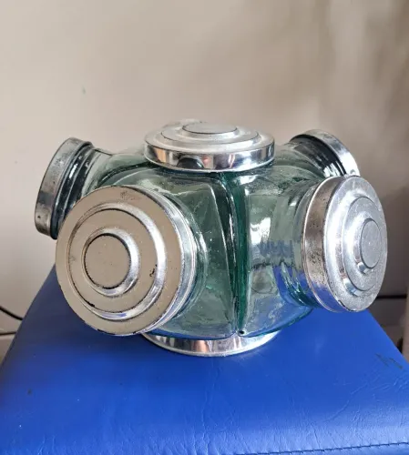 Baleiro de vidro giratório retrô