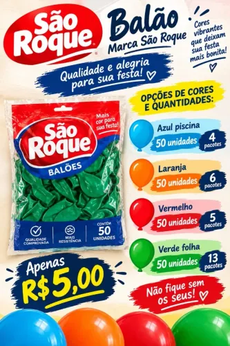 balões de festas tem 4 tipos de cores diferente 