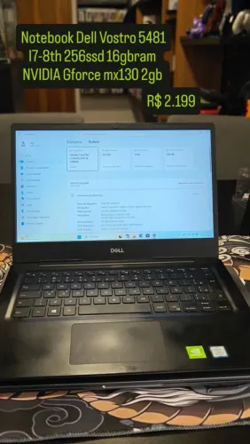 Notebook Dell Vostro 5481 i7-8th 256ssd 16gb ram Nvidia Gforce mx130 2gb 