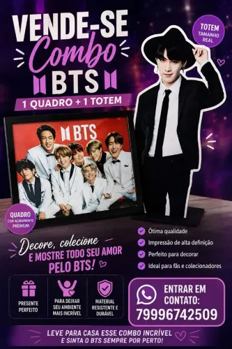 COMBO TOTEM E QUADRO BTS PARA DECORACAO DE FESTA