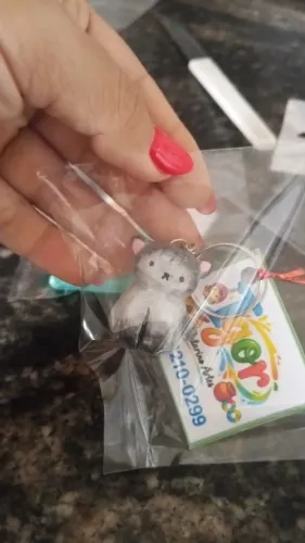Chaveiro gatinho sentado biscuit