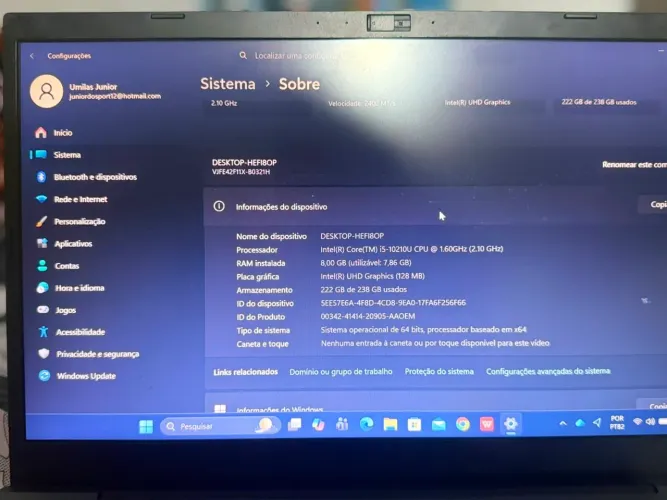 Notebook i5 10 geração