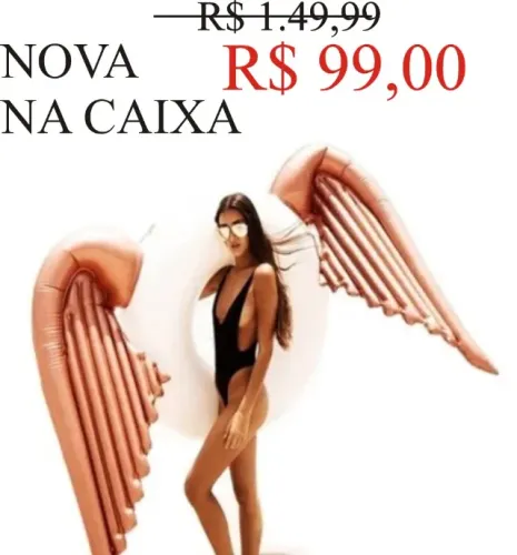 BOIA INFLÁVEL ANJO REDONDA COM ASAS ROSE GOLD 170cm