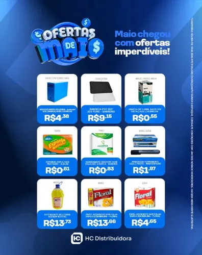 Produtos de limpeza e material de expediente (a partir de 0,60 centavos) venha conferir.