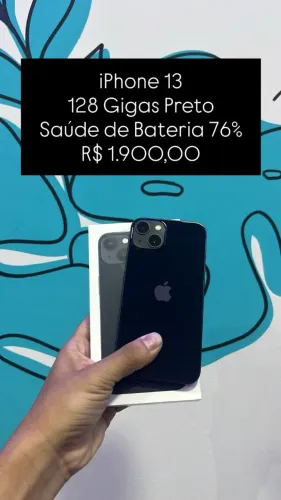 Seminovo: iPhone 13 128GB Preto - Bateria 76% | Loja Fisica