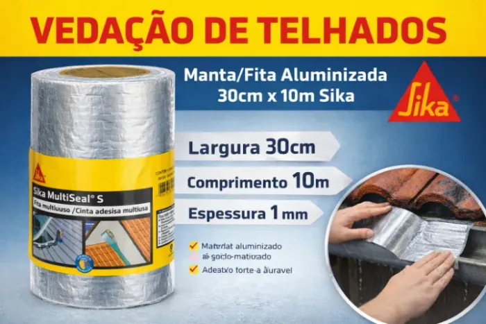 FITA ADESIVA ALUMINIZADA SIKA MULTISEAL - 30CMX10M - VEDAÇÃO E IMPERMEABILIZAÇÃO