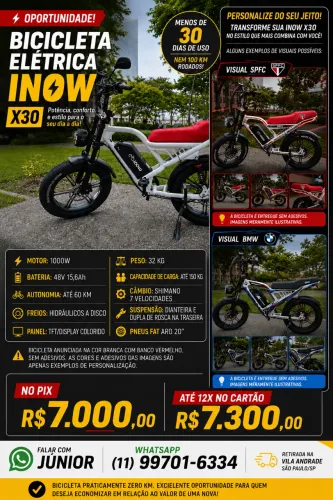 Bicicleta Elétrica X30 INOW 1 mês de uso