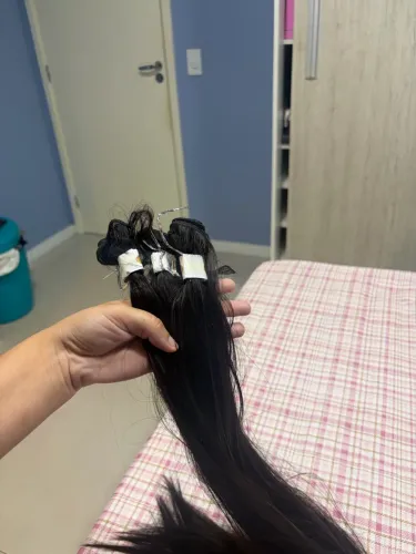 Aplique Mega hair fibra orgânica 65 Cm - Preto cor 02
