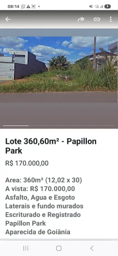 lote no setor papilon park-Aparecida de goiânia