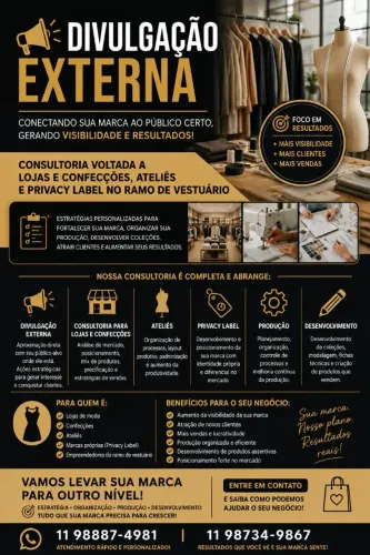 Serviços de consultoria e divulgação externas , entre outros , um time para você !