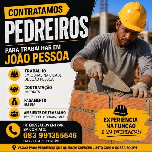 Vaga Pedreiro João Pessoa