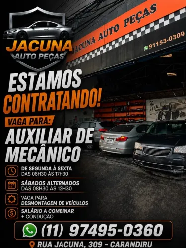 Vaga para Auxiliar de Mecânico