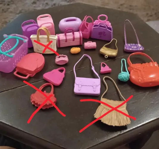 Lote de Bolsas, Mochilas e Cestas para Boneca Barbie e Similares