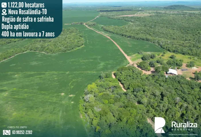 Fazenda em Nova RosalândiaTO | 232 Alq | Safra e Safrinha | Beira BR-153