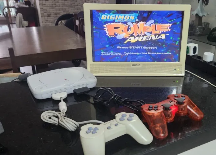 Playstation Psone Dsbloqeado c/ 02 controle PS1