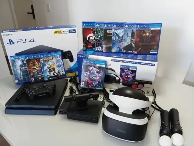 PlayStation 4 Slim 500GB + PlayStation VR + Jogos + Acessórios