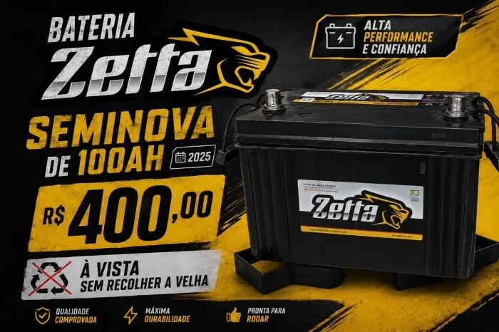 Promoção Bateria Zetta 100amp 2025 $350,00