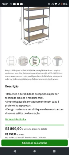 Estante e prateleira de aço