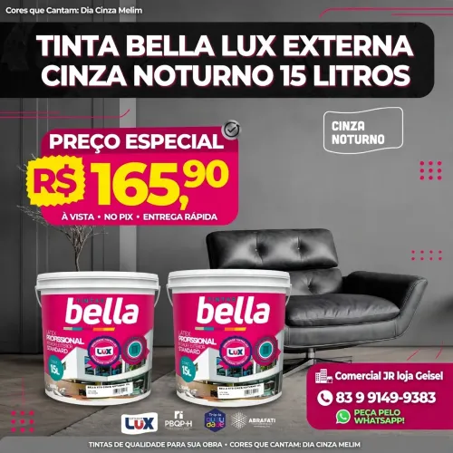 Tinta EXTERNA Lux Bella, Cinza noturno 15 litros