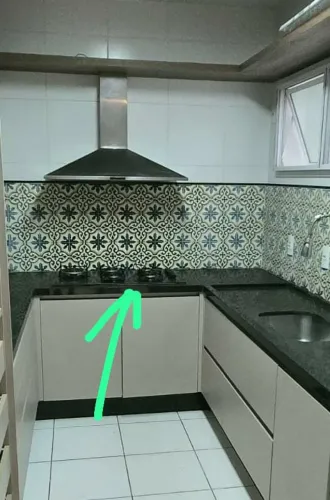 Bancada cooktop em granito preto São Gabriel <br>Dimensões <br>1,63 x 0,59m