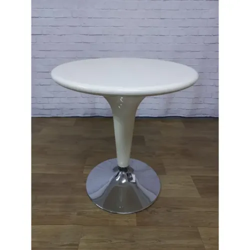 Mesa Redonda Bistrô Branca com Pés de inox