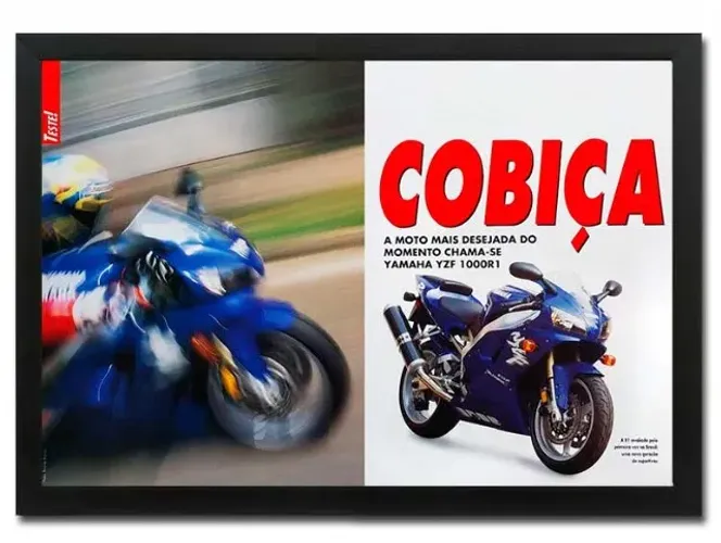 Yamaha YZF R1 2000 ou 2010 - Quadro decorativo com matéria original de revista
