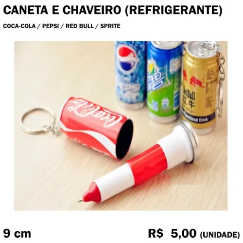 Caneta e Chaveiro Pepsi Sprite Red Bull