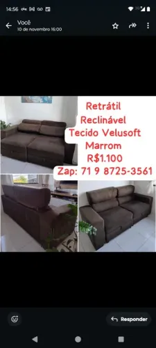 Sofá Retrátil Reclinável - Tecido Velusoft Marrom