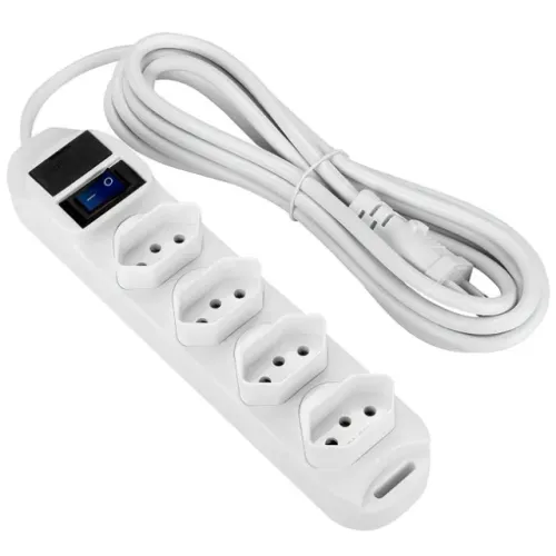 Filtro de Linha Extensão Elétrica 4 Tomadas 1,5 Metros Fusível Bivolt Chave On/OFF