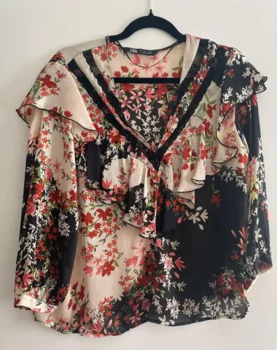 Bata estampada Zara manga 3/4 - tam G