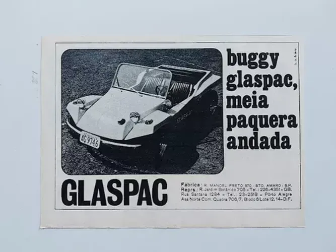 Buggy Glaspac - Propaganda original de revista de época (preço unitário)