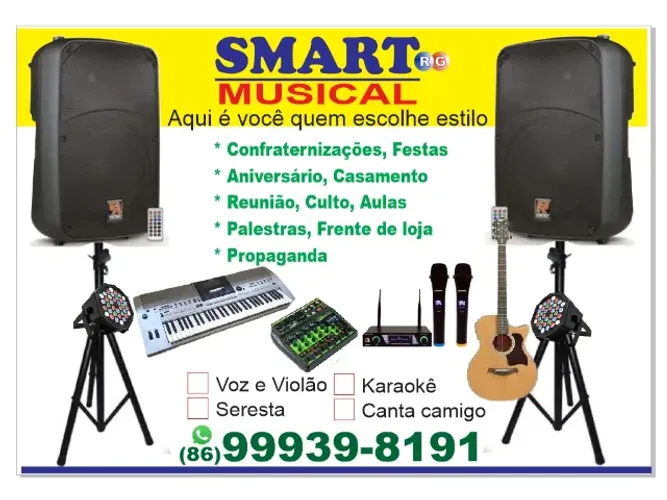 Locação, aluguel de som profissional musica ao vivo ou Karaokê smart music