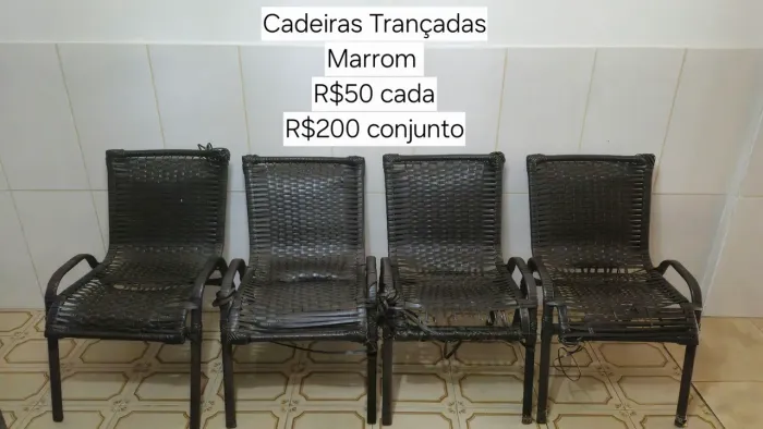 Cadeiras Trançadas Marrom - Conjunto