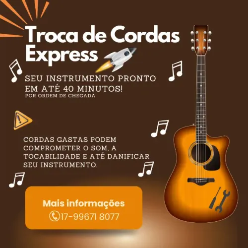 Troca de Cordas para Violão, Guitarra, Baixo, Ukulele e Viola - Express!