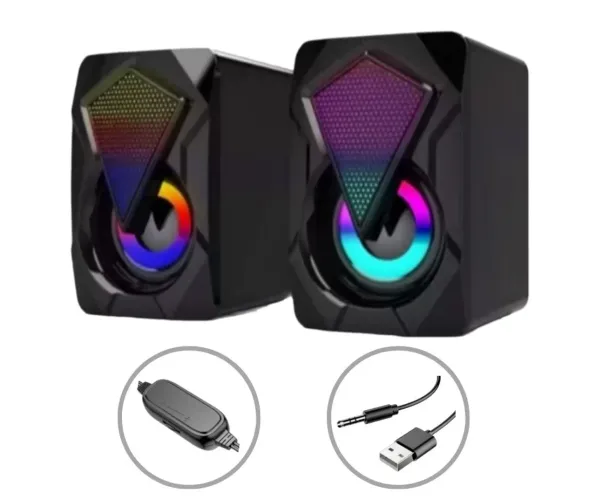 Caixas de Som Gamer com LED RGB