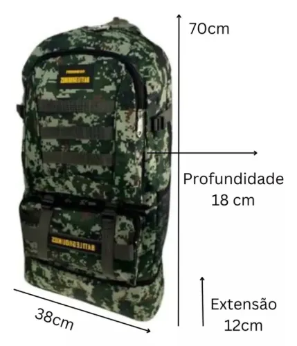 Mochila camuflada de lona acolchoada e resistente battlegrounds
