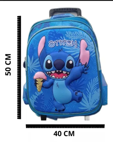 Mochila de rodinhas Stitch - 40cm x 50cm - Nova