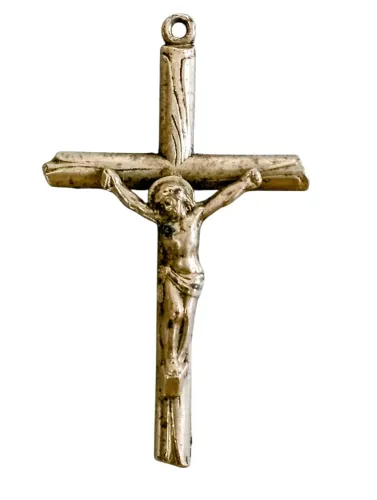 Pingente crucifixo de metal banhado a prata