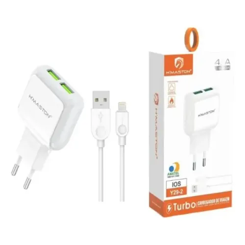 Carregador Turbo Hmaston Y18-2 Ios 4.1a 2 Usb + Cabo -Loja Coimbra Computadores Entregamos