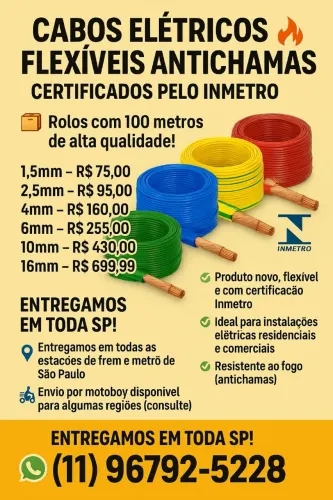 Cabos Elétricos Flexíveis Antichamas Certificados INMETRO