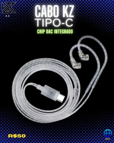 Cabo Kz tipo-C com DAC 