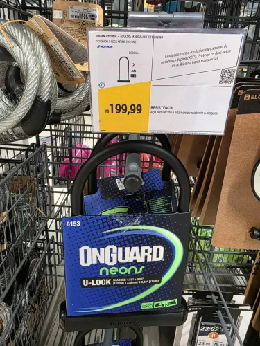 Cadeado + Cabo Para Bicicleta - Trava Bike Moto U-Lock Onguard