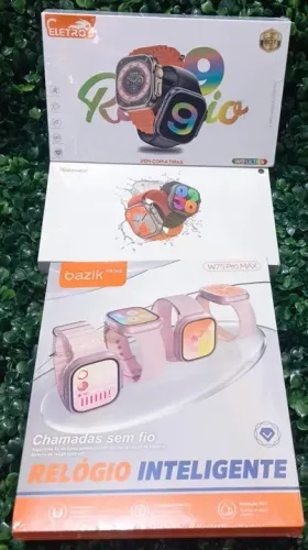Relógio Smartwatch W69 Ultra Series 9 Android Ios   Caixa Branco Pulseira Preto 