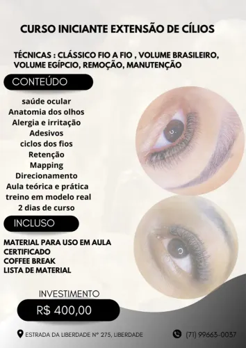 Curso de Extensão de Cílios para Iniciantes