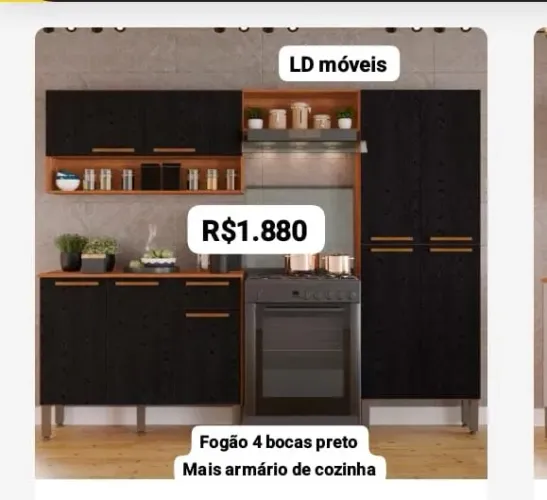 Armário de Cozinha + fogão 4 bocas 