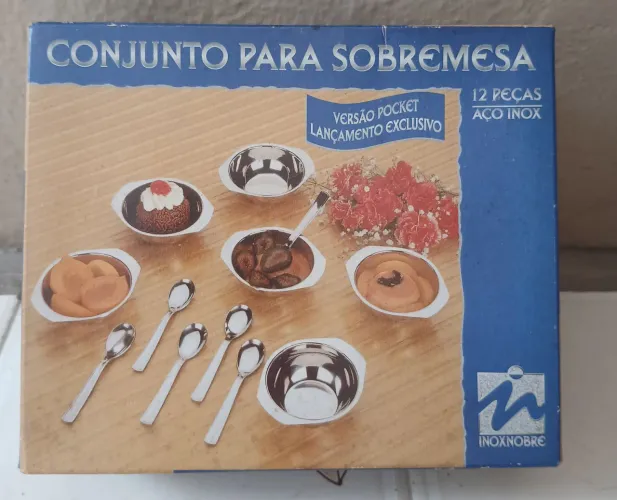 Conjunto para sobremesa em aço inoxidável