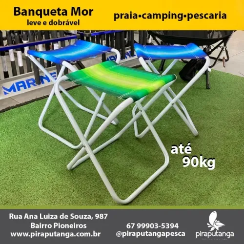 Banqueta Dobrável Aço Mor Camping Pesca Praia Colônia de Férias Varanda